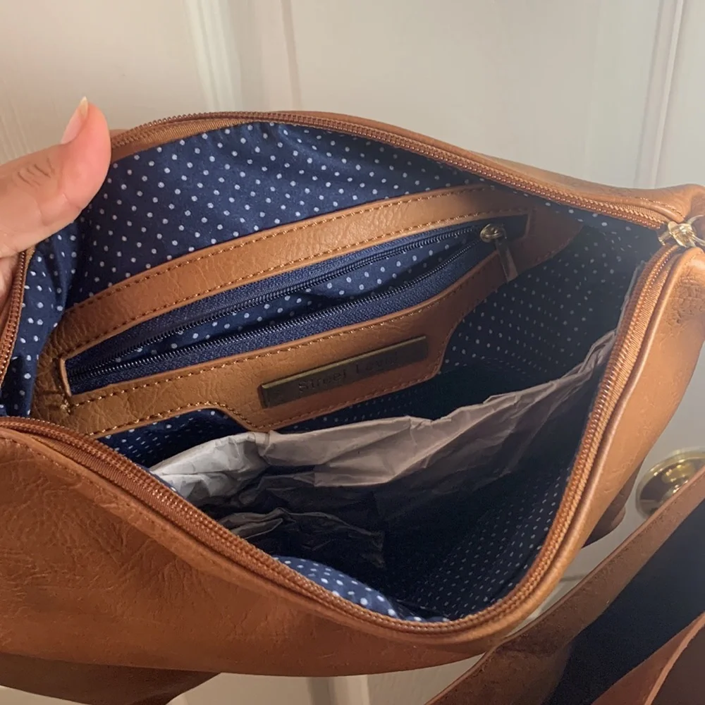 STREET LEVEL Faux Leather Oversized Cognac Clutch Bag - Picture 2 of 5